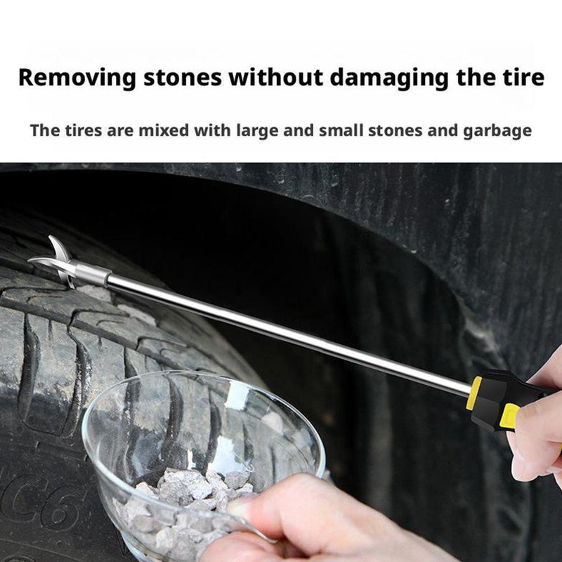 Car Tire Stones Remover Hooks,Car Tire Groove Tool Stone Cleaning Hook,Wheel Tread Stone Gravel Remover Tire Repair Accessories for Car Motor Bike Tire - Image 3